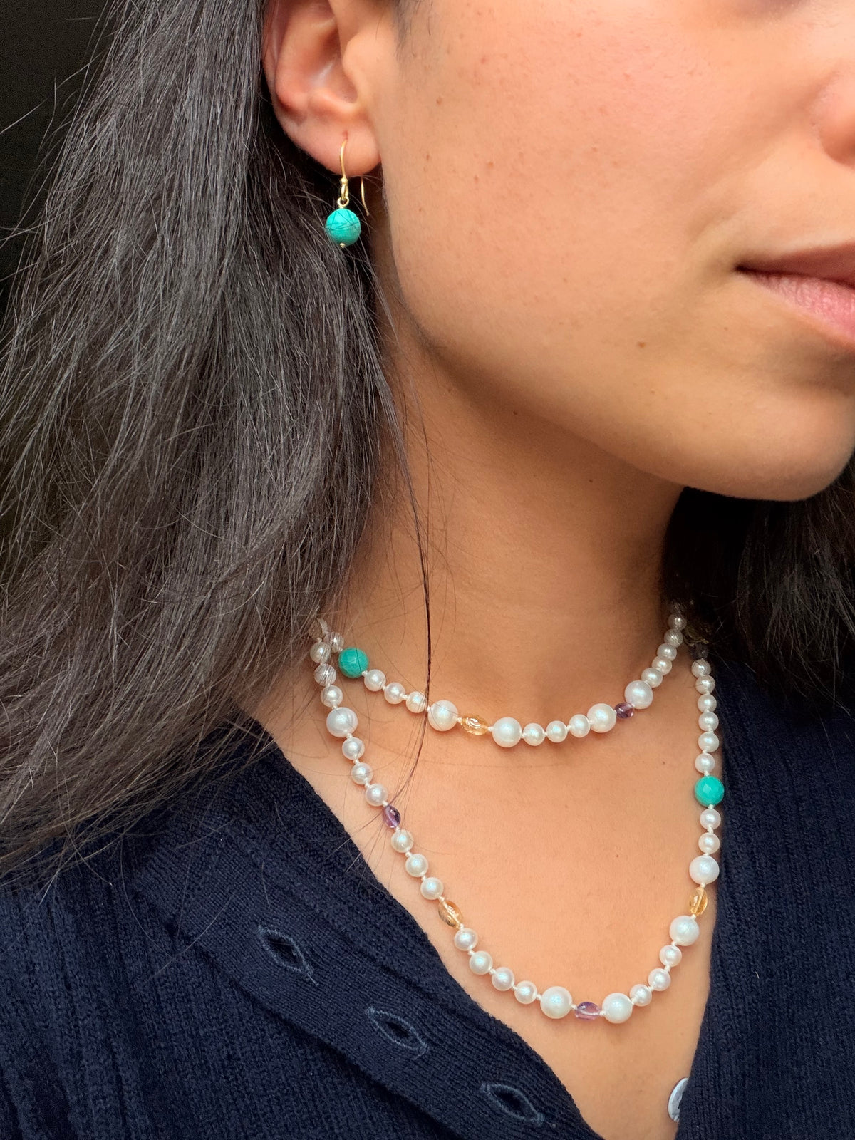 Sibyl Necklace in Pearls and Gemstones