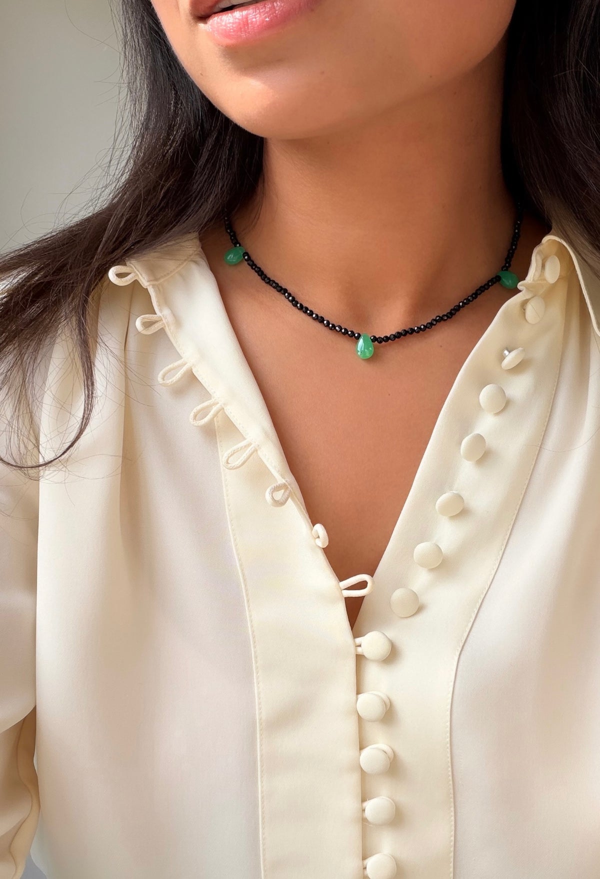 Monty Necklace in Black Onyx and Chrysoprase