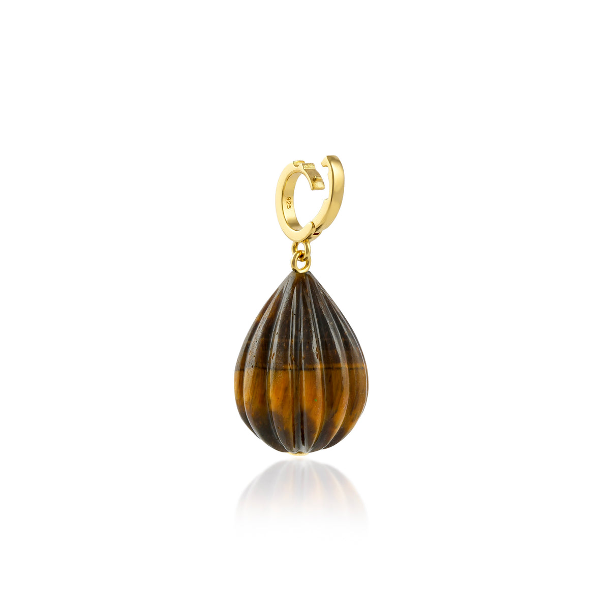 Tigers Eye Hand Carved Clip On Pendant