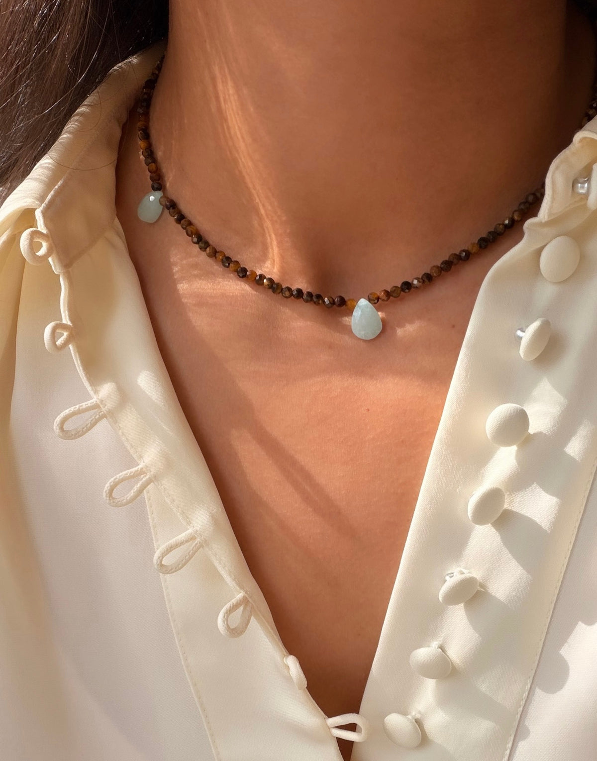 Monty Necklace in Tigers Eye and Amazonite