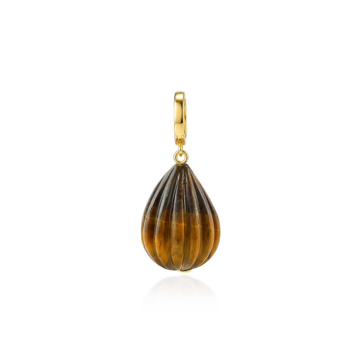 Tigers Eye Hand Carved Clip On Pendant