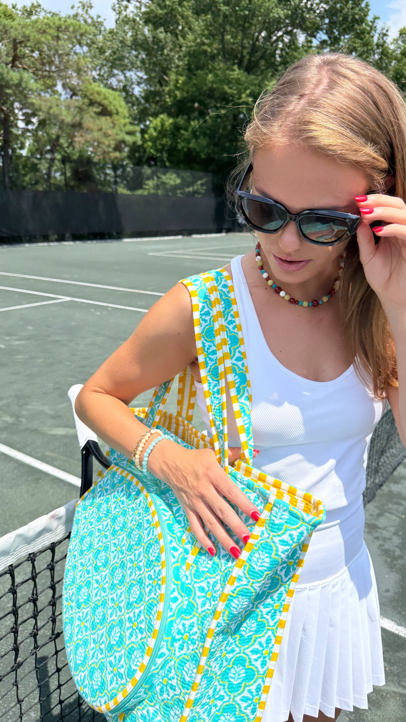 Block Print Racquet Tote 06
