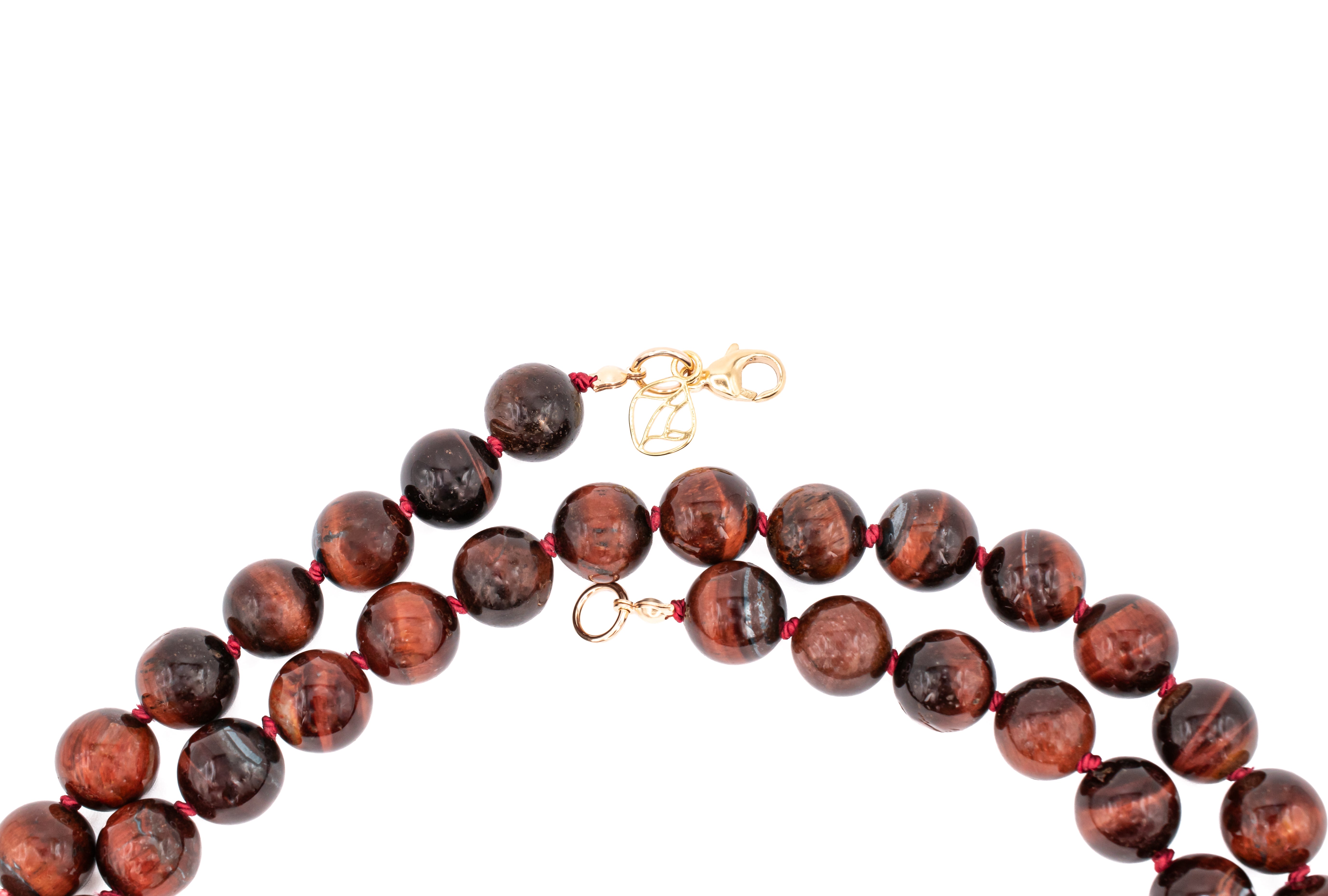 Eaton Long Necklace in Red Tigers Eye