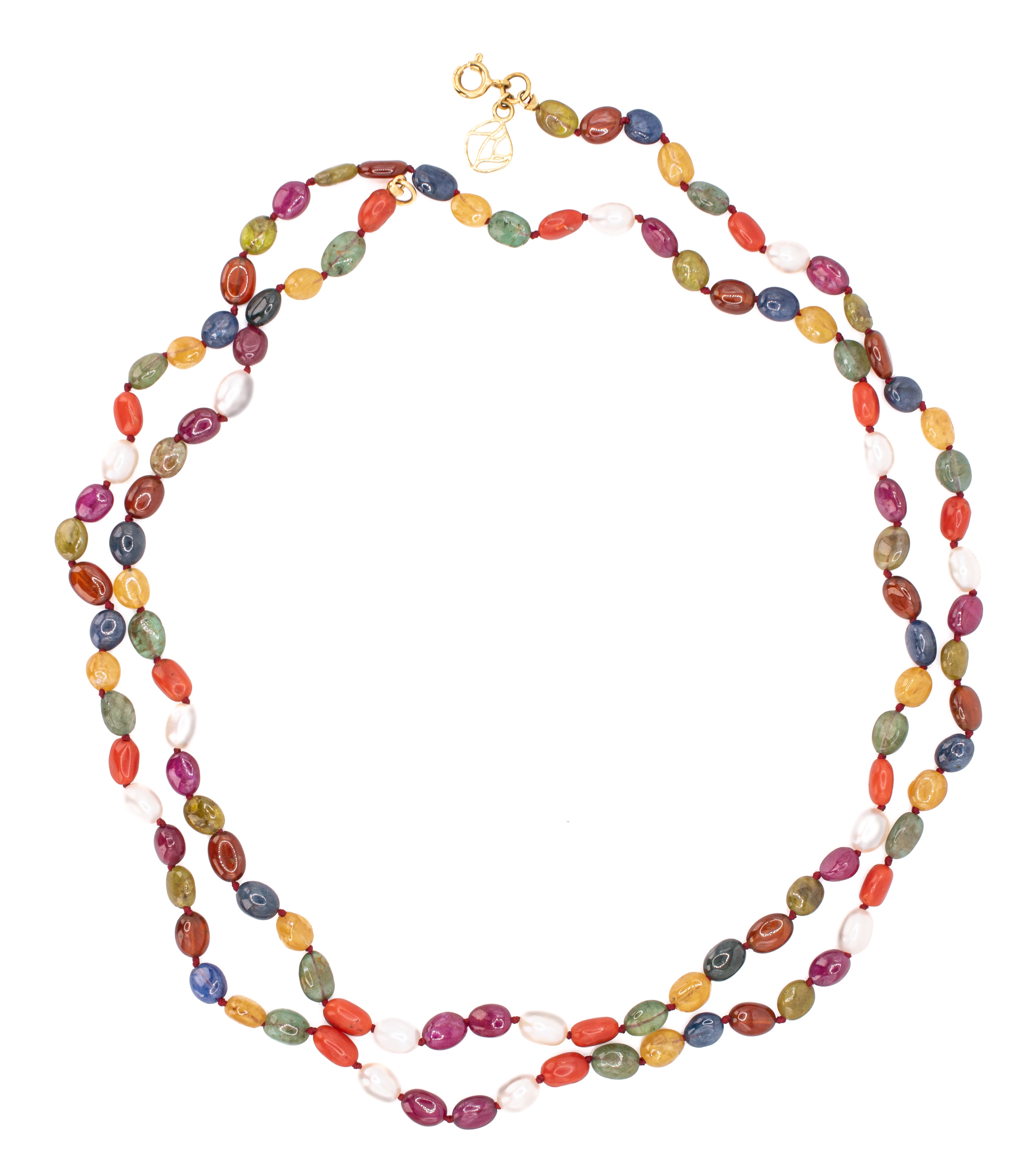 Amira Navratan Nine Gem Long Necklace