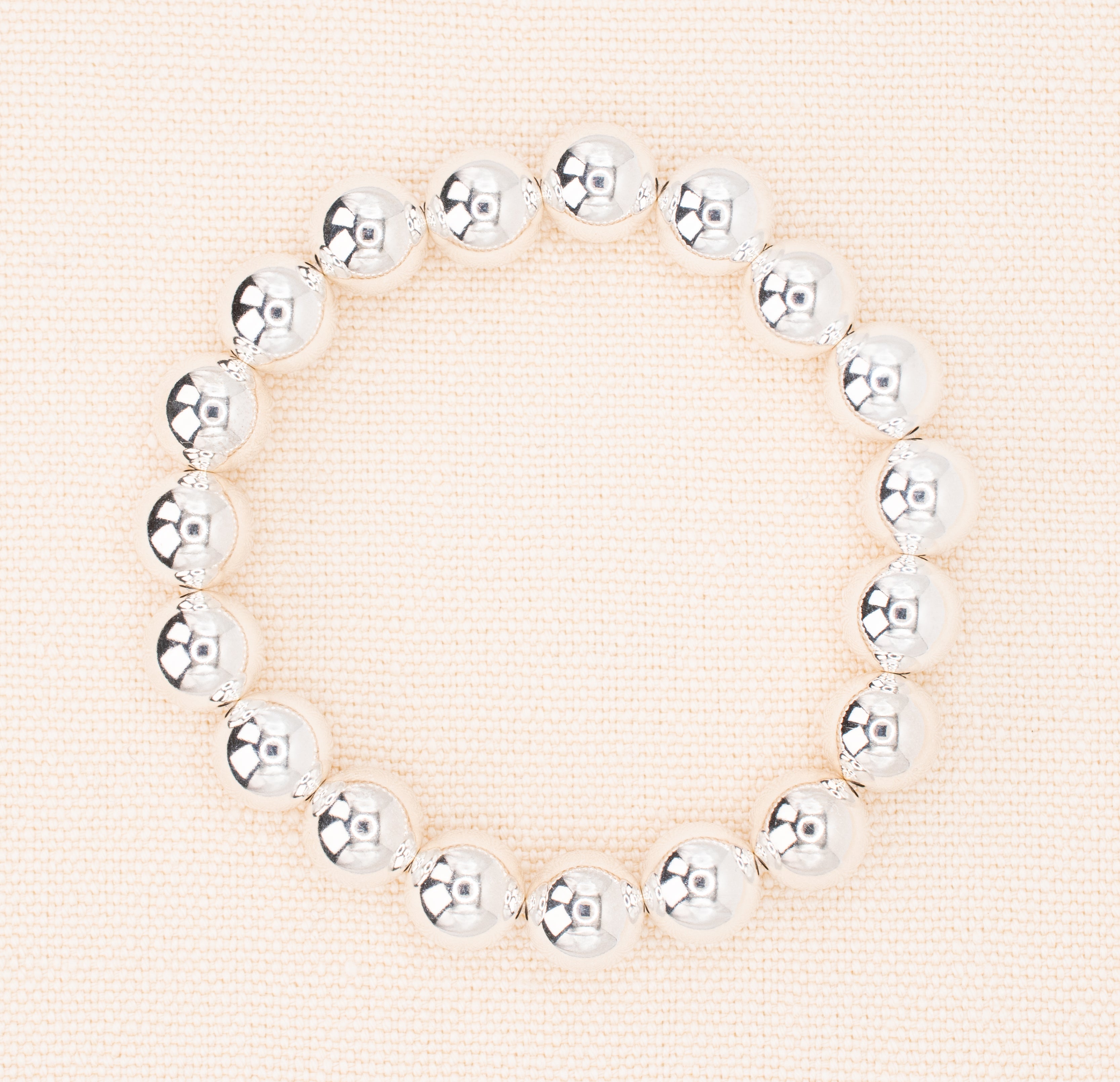 Chunky Silver Beaded Stretch Bracelet
