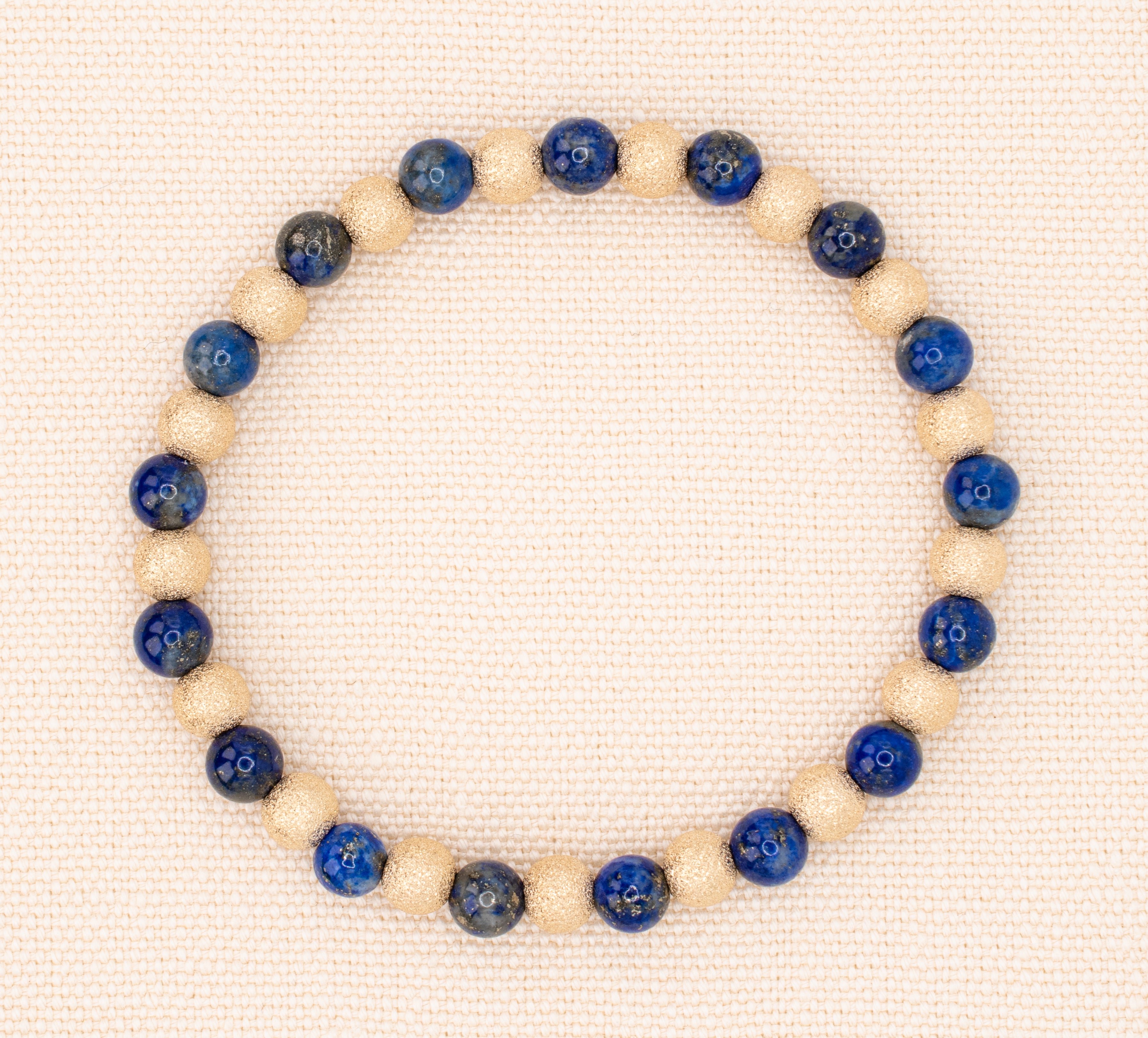 Lapis Lazuli and Gold Stardust Beaded Stretch Bracelet