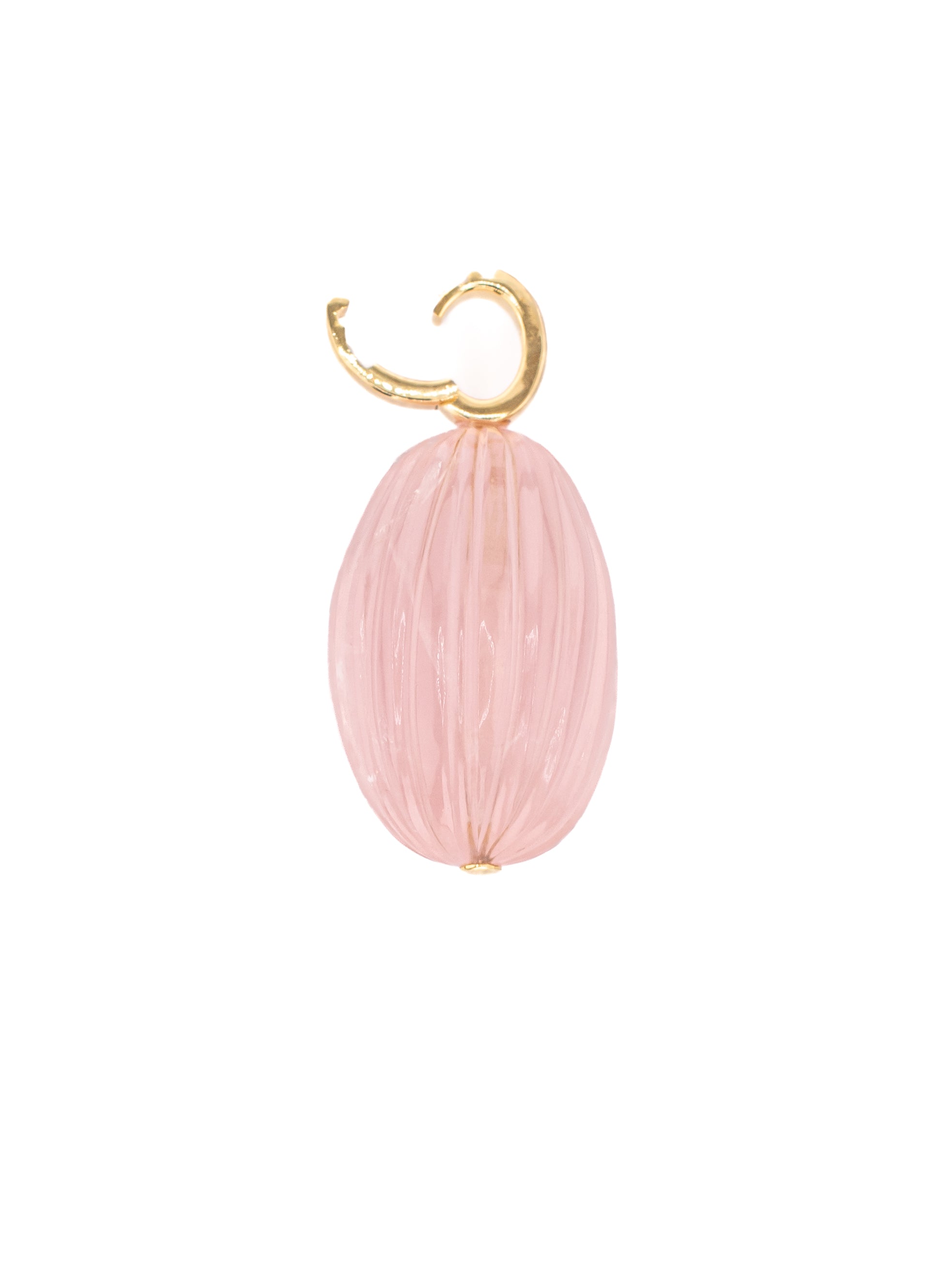 Rose Quartz Hand Carved Clip On Pendant