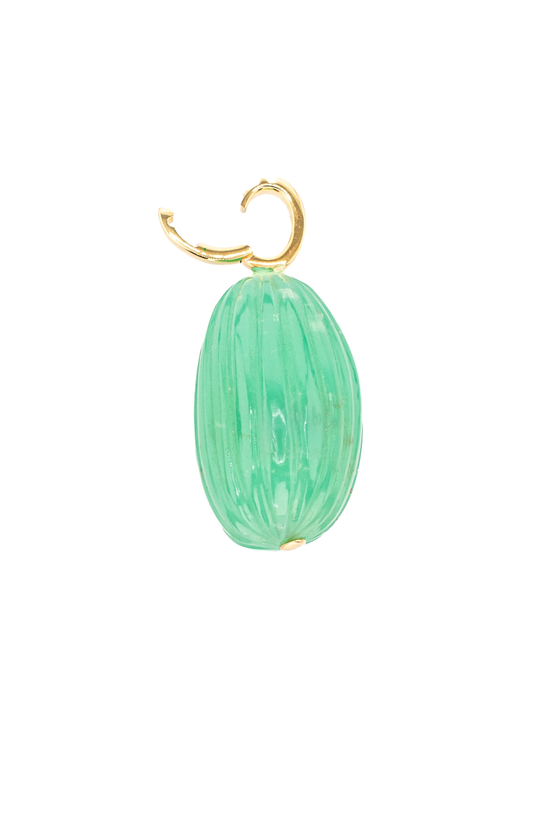 Chrysoprase Hand Carved Clip On Pendant
