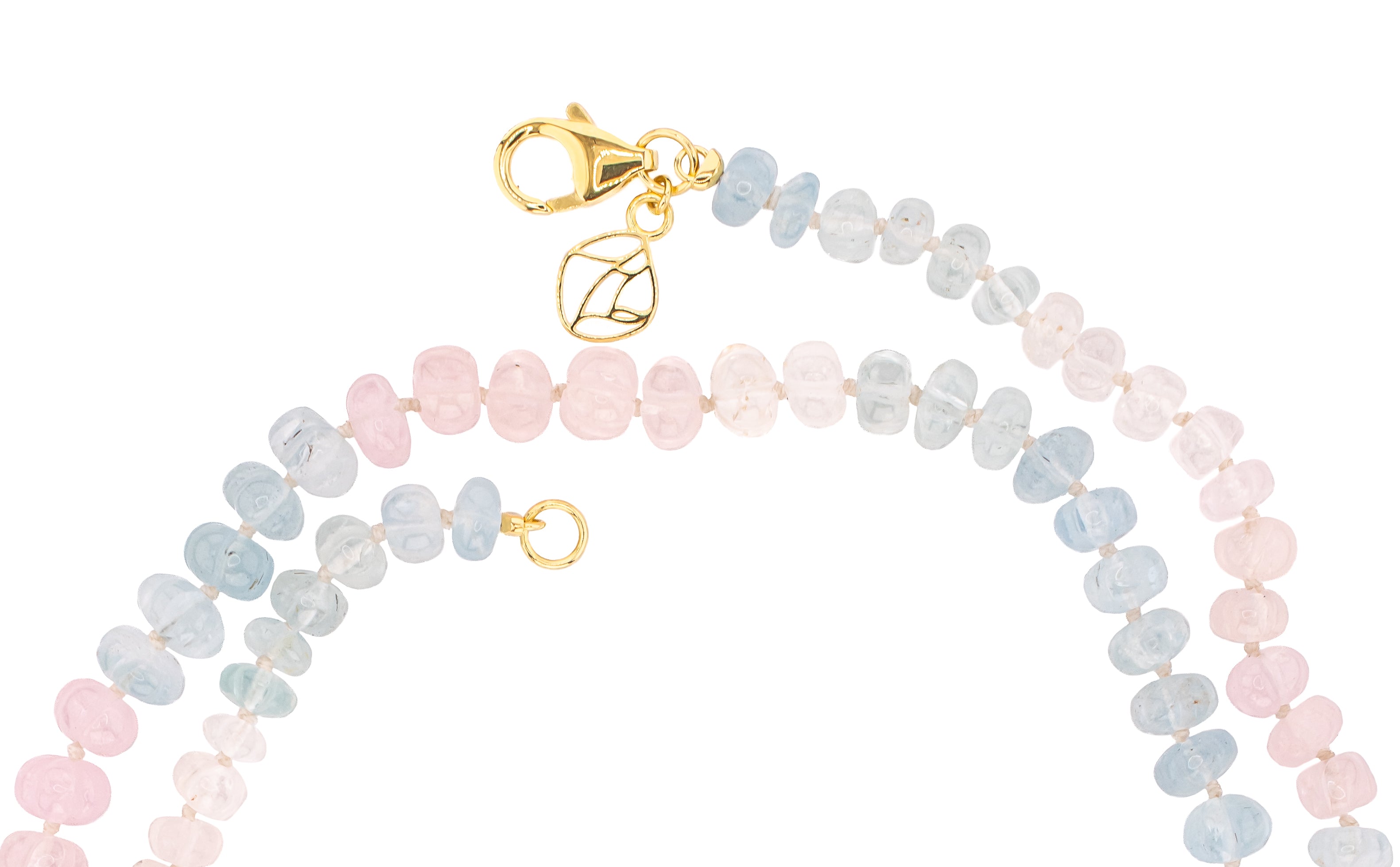 Pietra Necklace in Hand Carved Aquamarine and Morganite