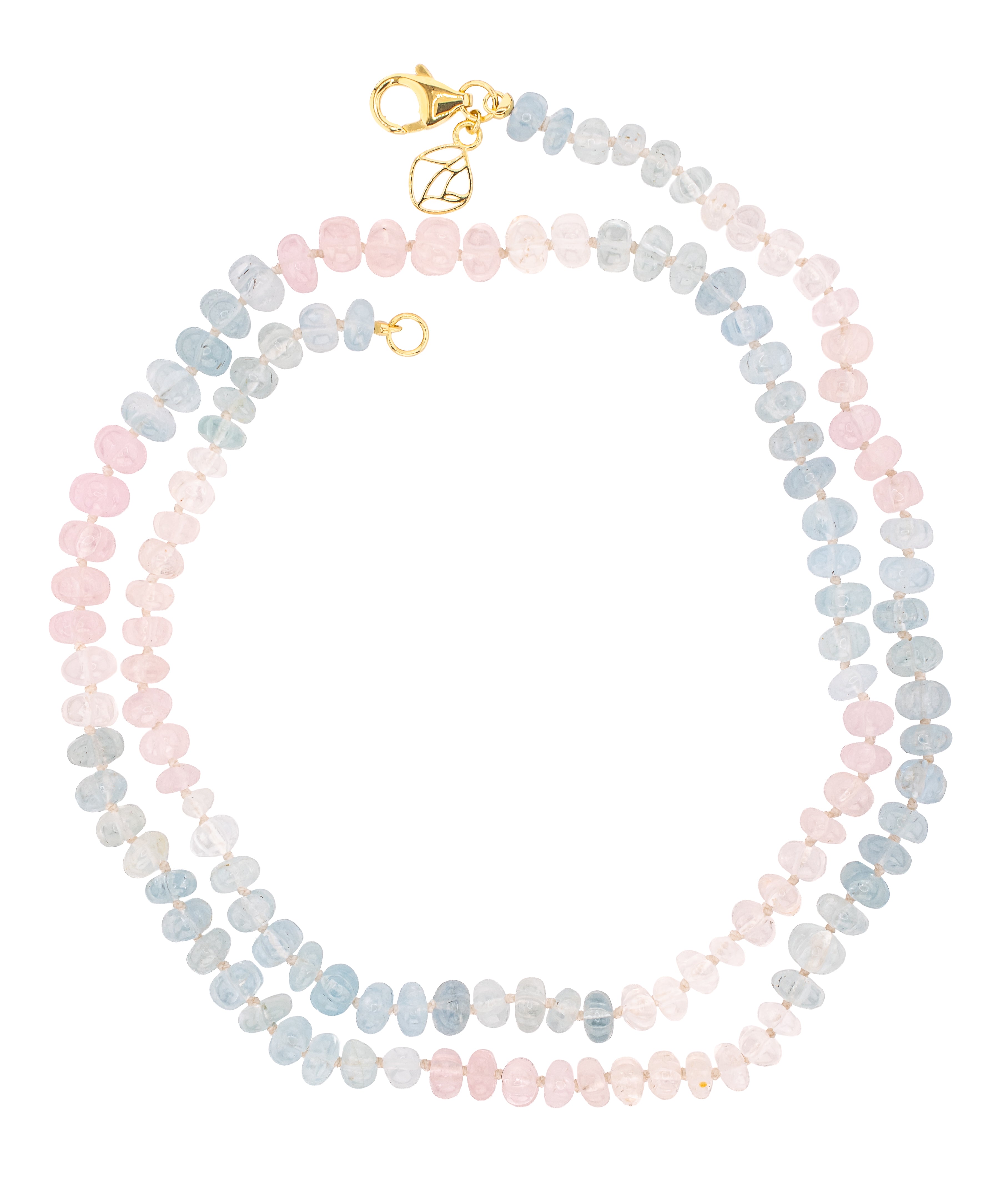 Pietra Necklace in Hand Carved Aquamarine and Morganite