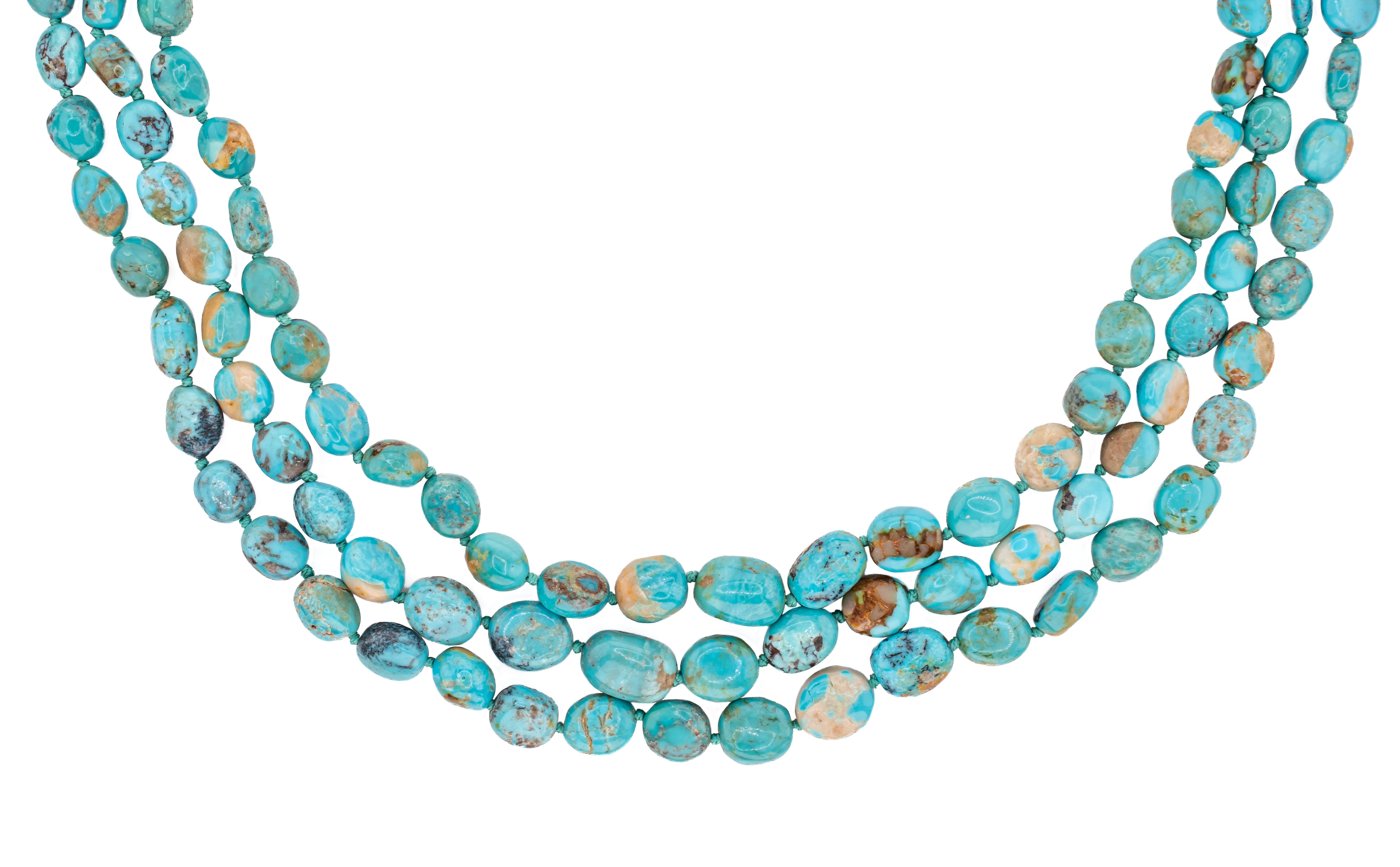 Roya Triple Strand Knotted Necklace in Turquoise