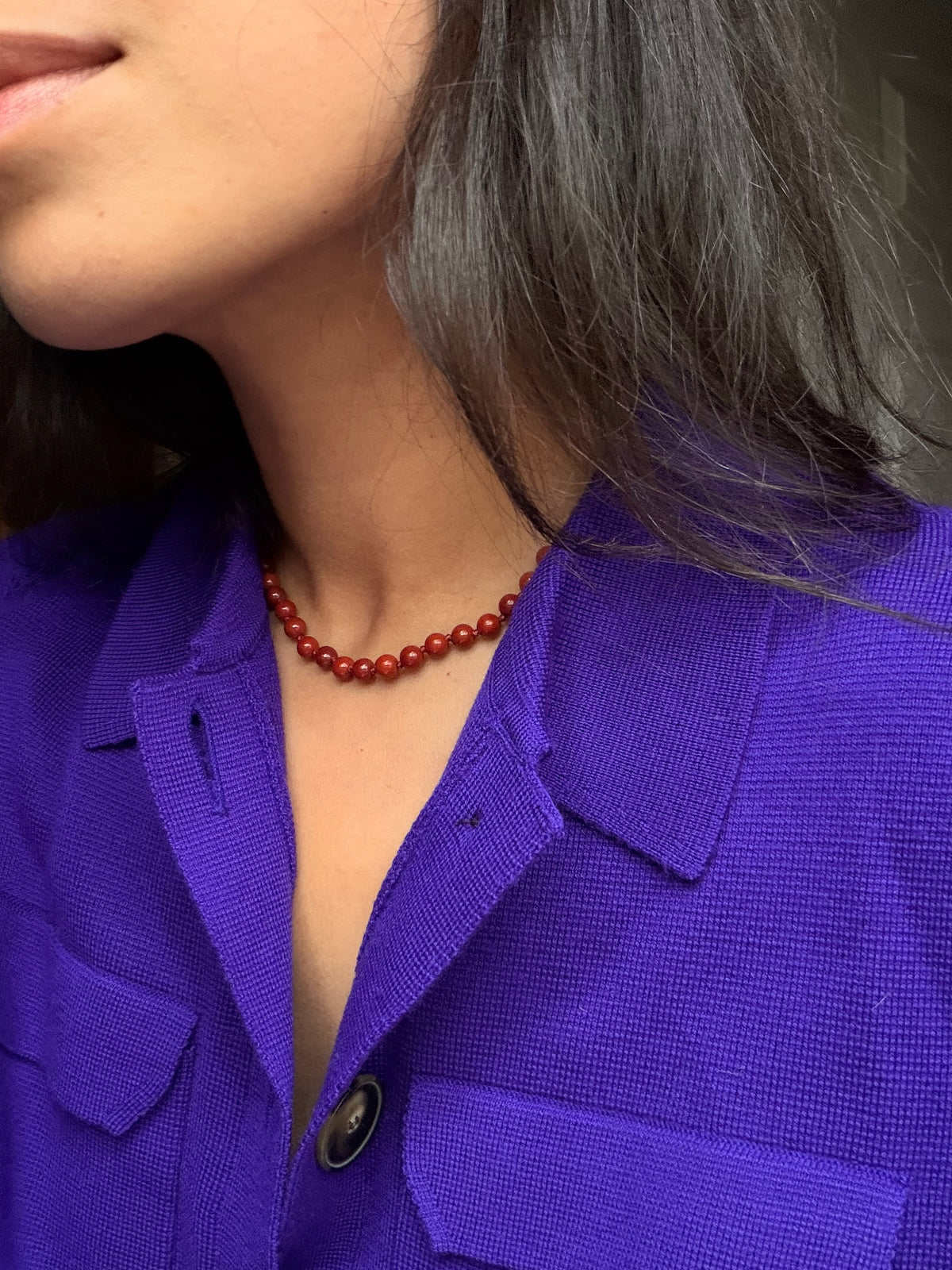 Louie Necklace in Red Jasper
