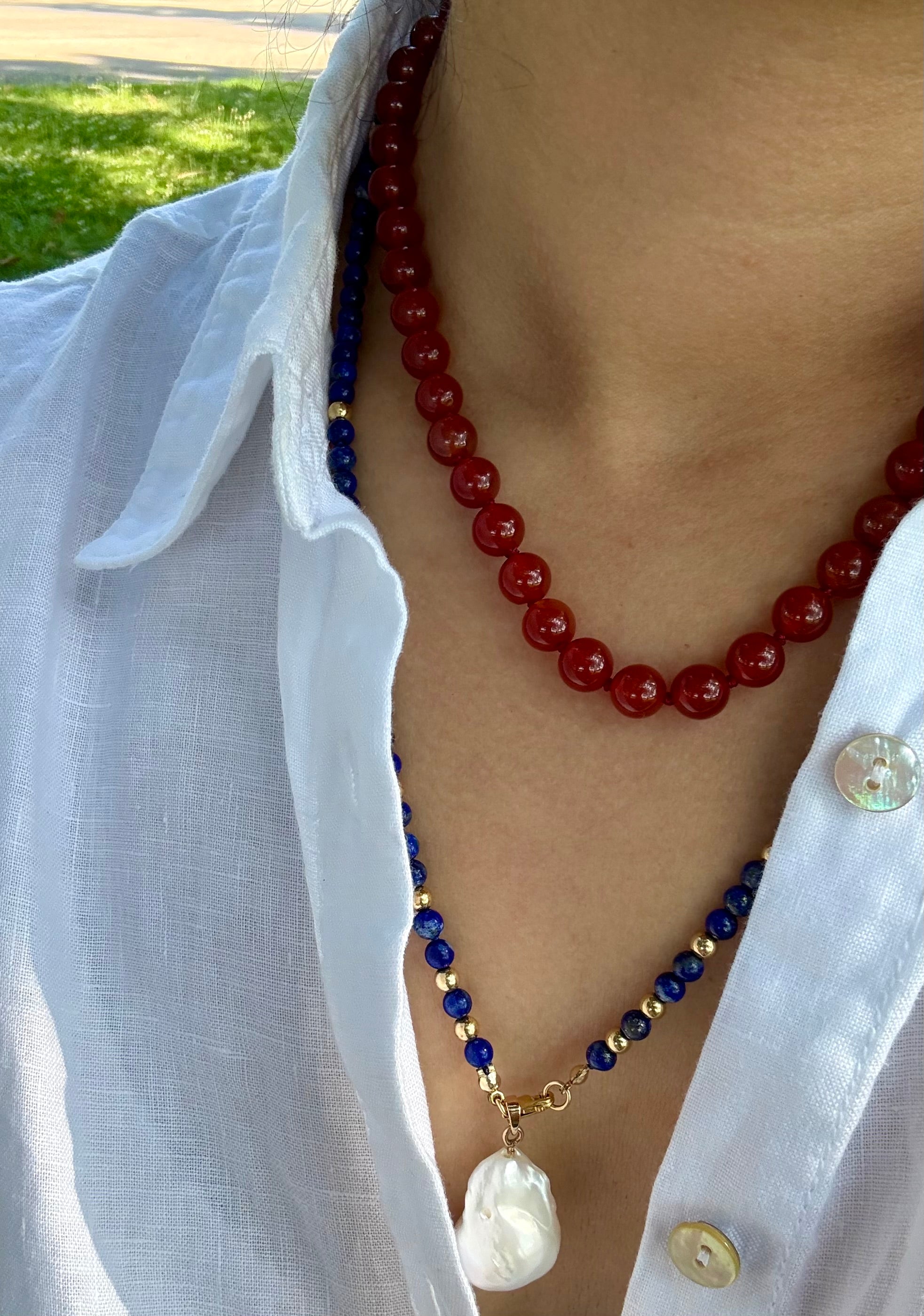 Alfie Necklace in Carnelian