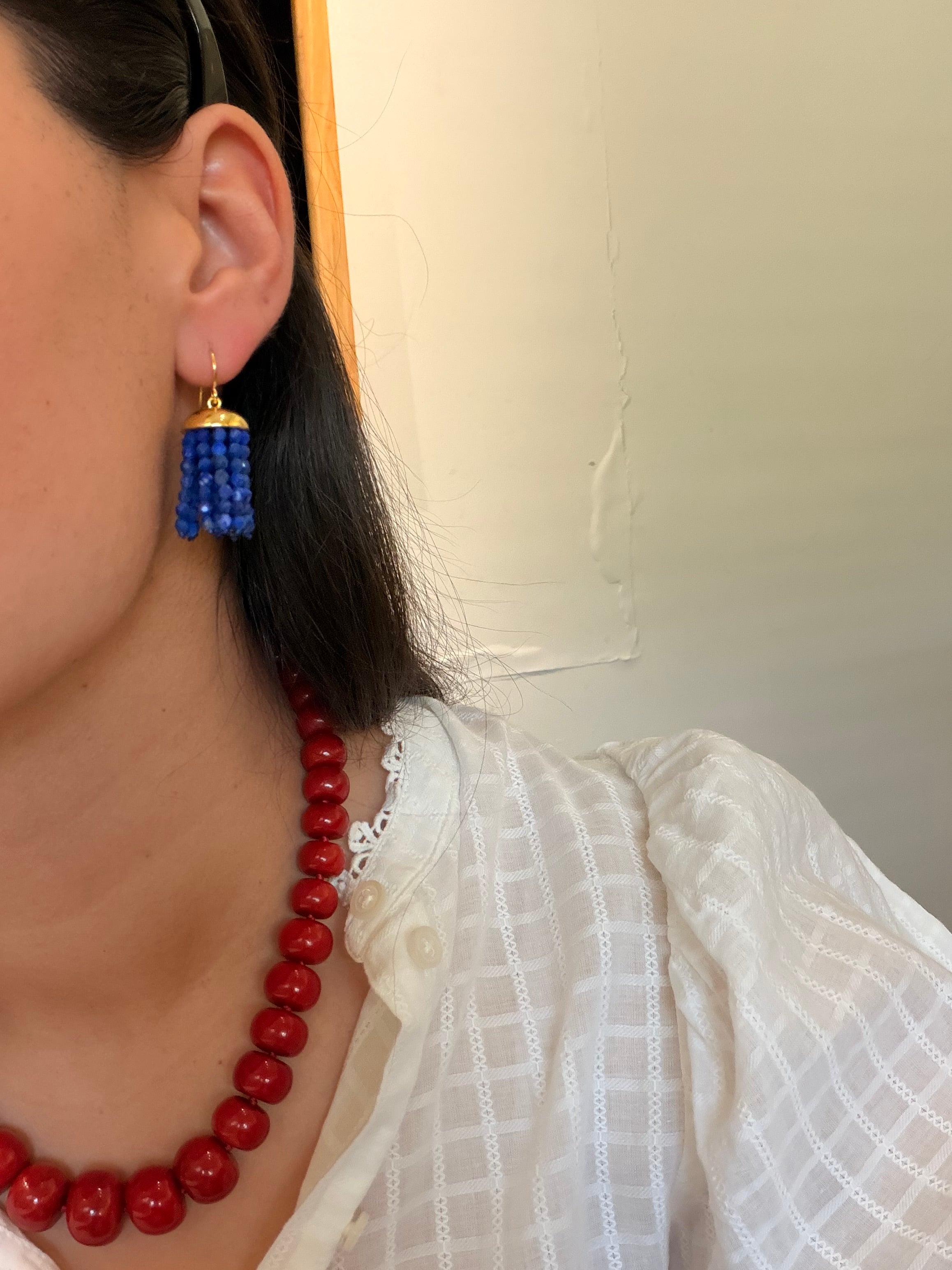 Hydra Tassel Earrings in Lapis Lazuli