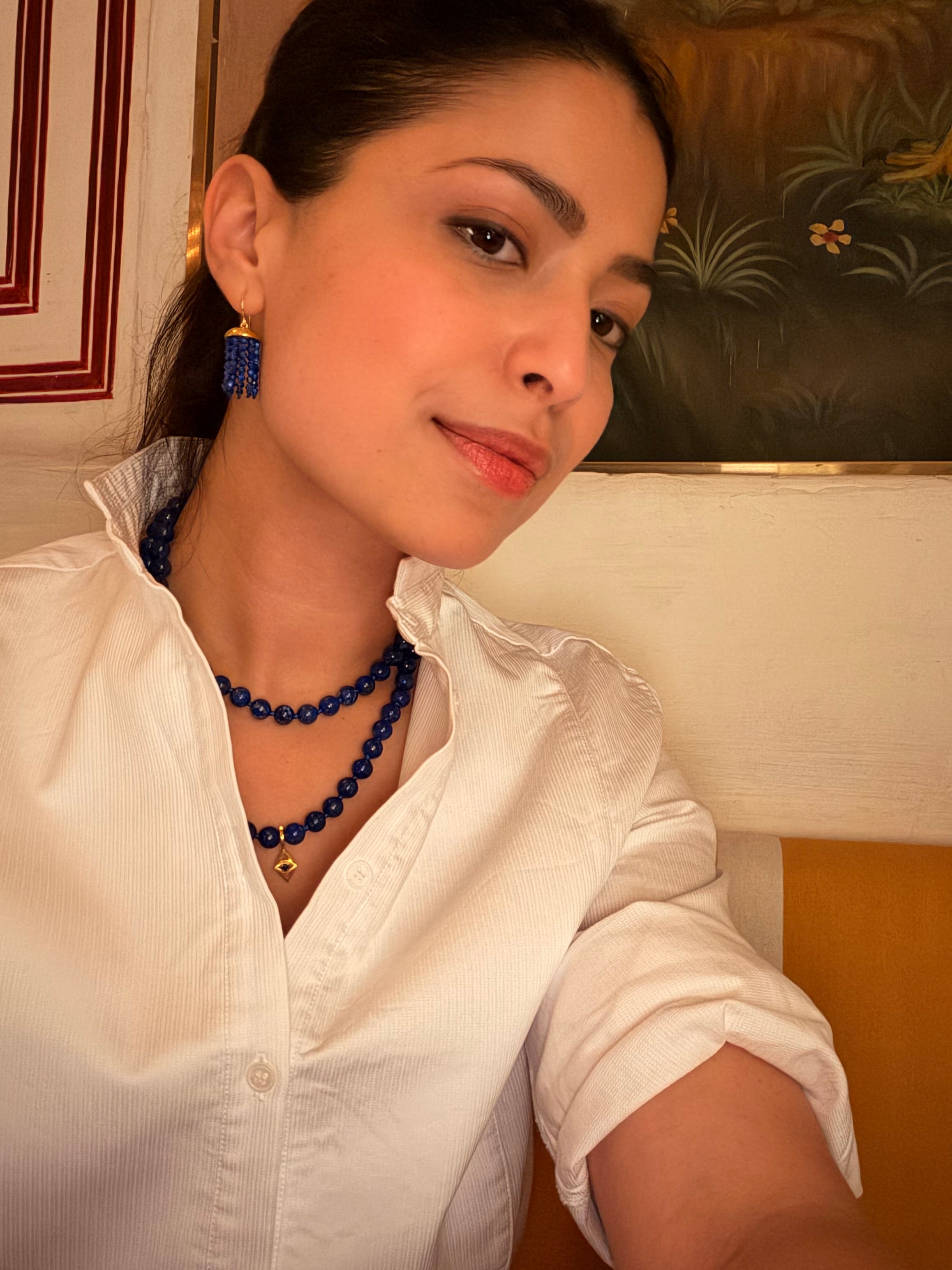 Hydra Tassel Earrings in Lapis Lazuli