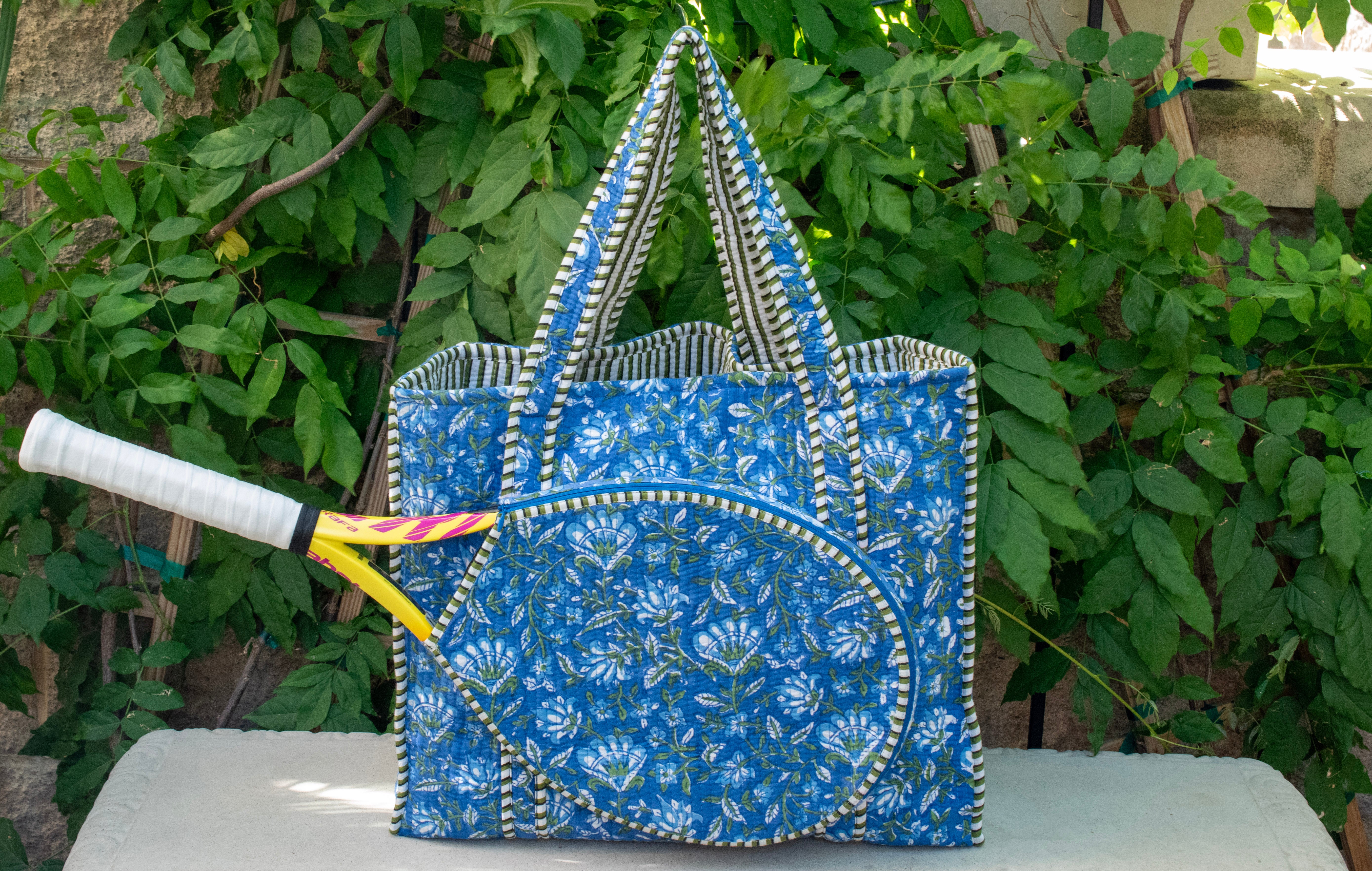 Block Print Racquet Tote 01
