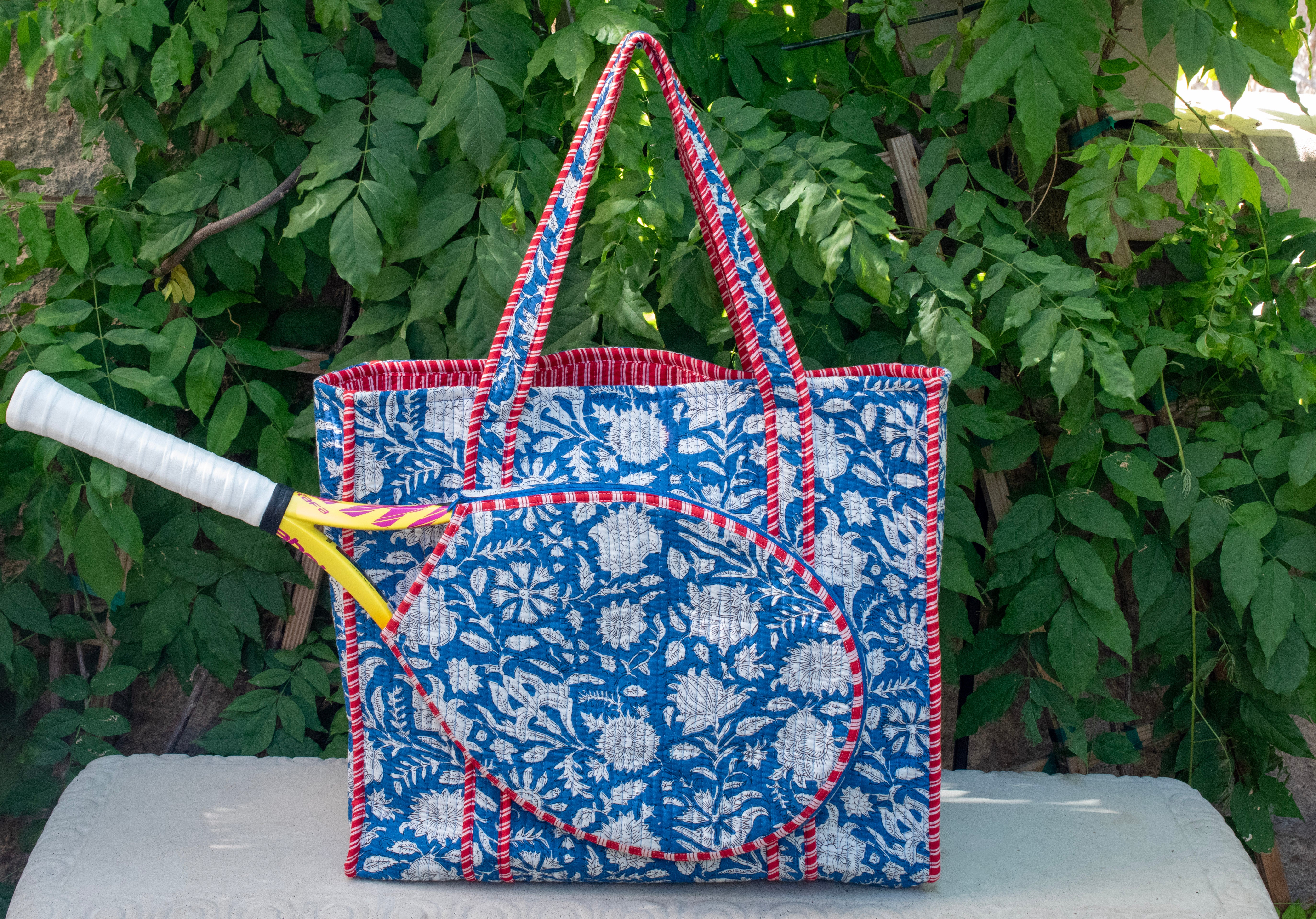 Block Print Racquet Tote 02