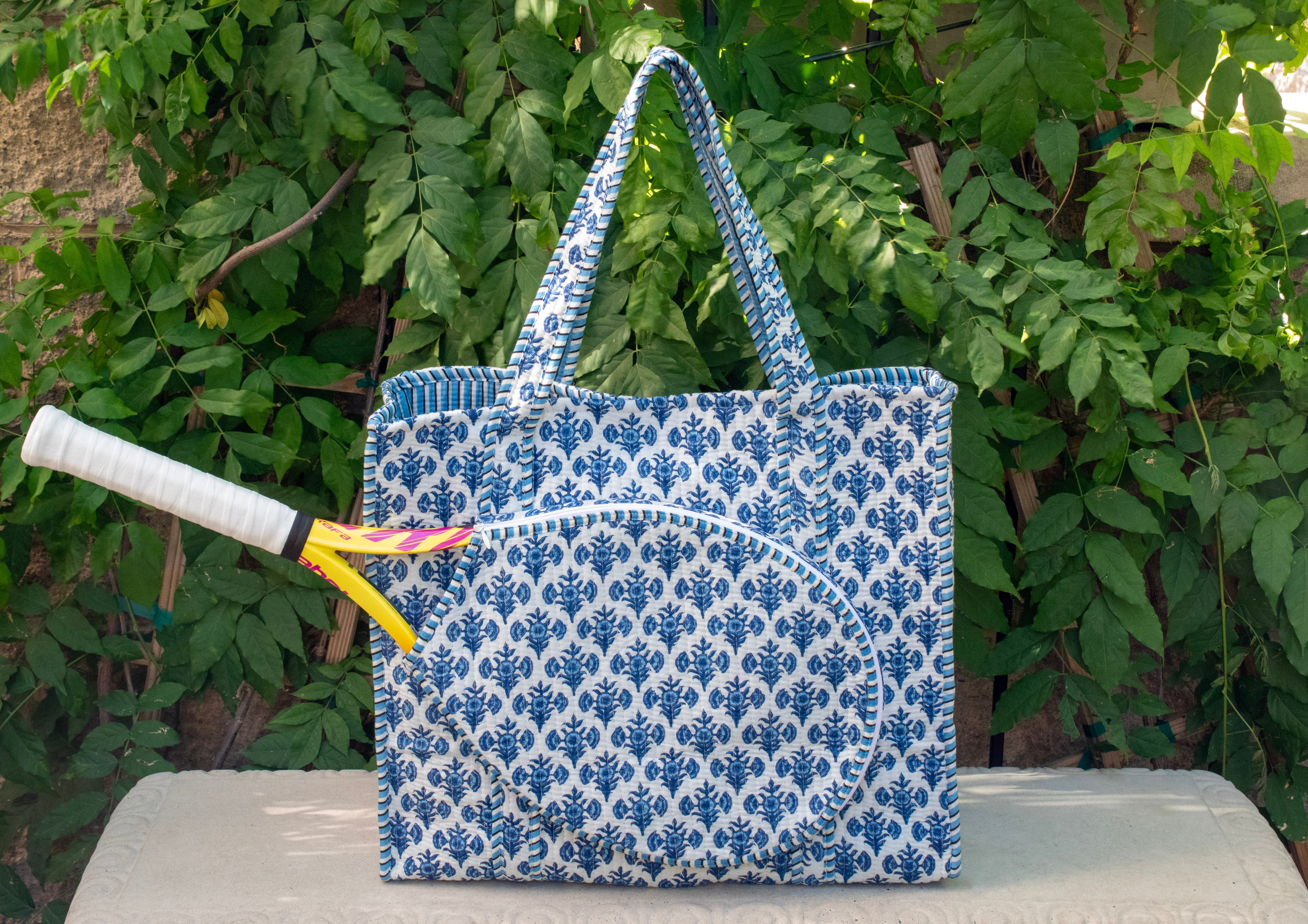 Block Print Racquet Tote 03