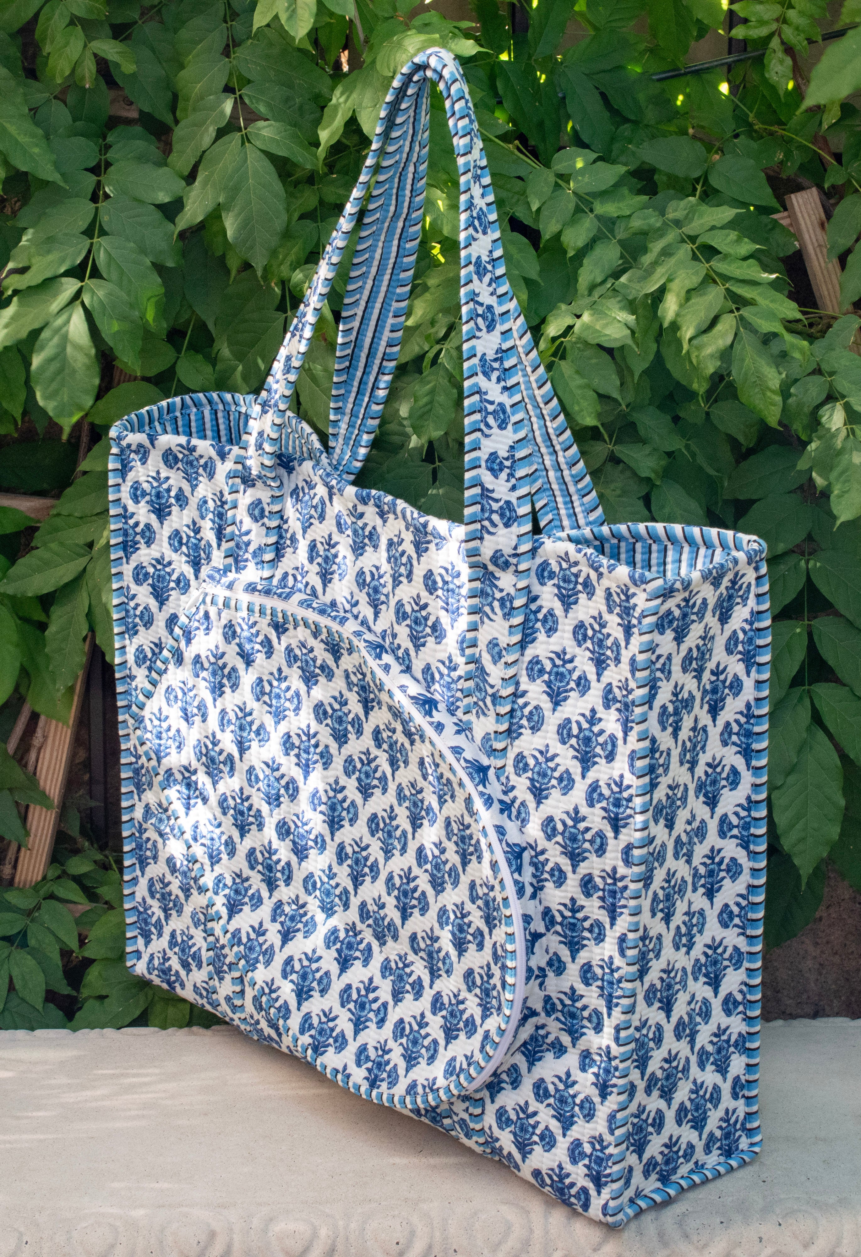 Block Print Racquet Tote 03