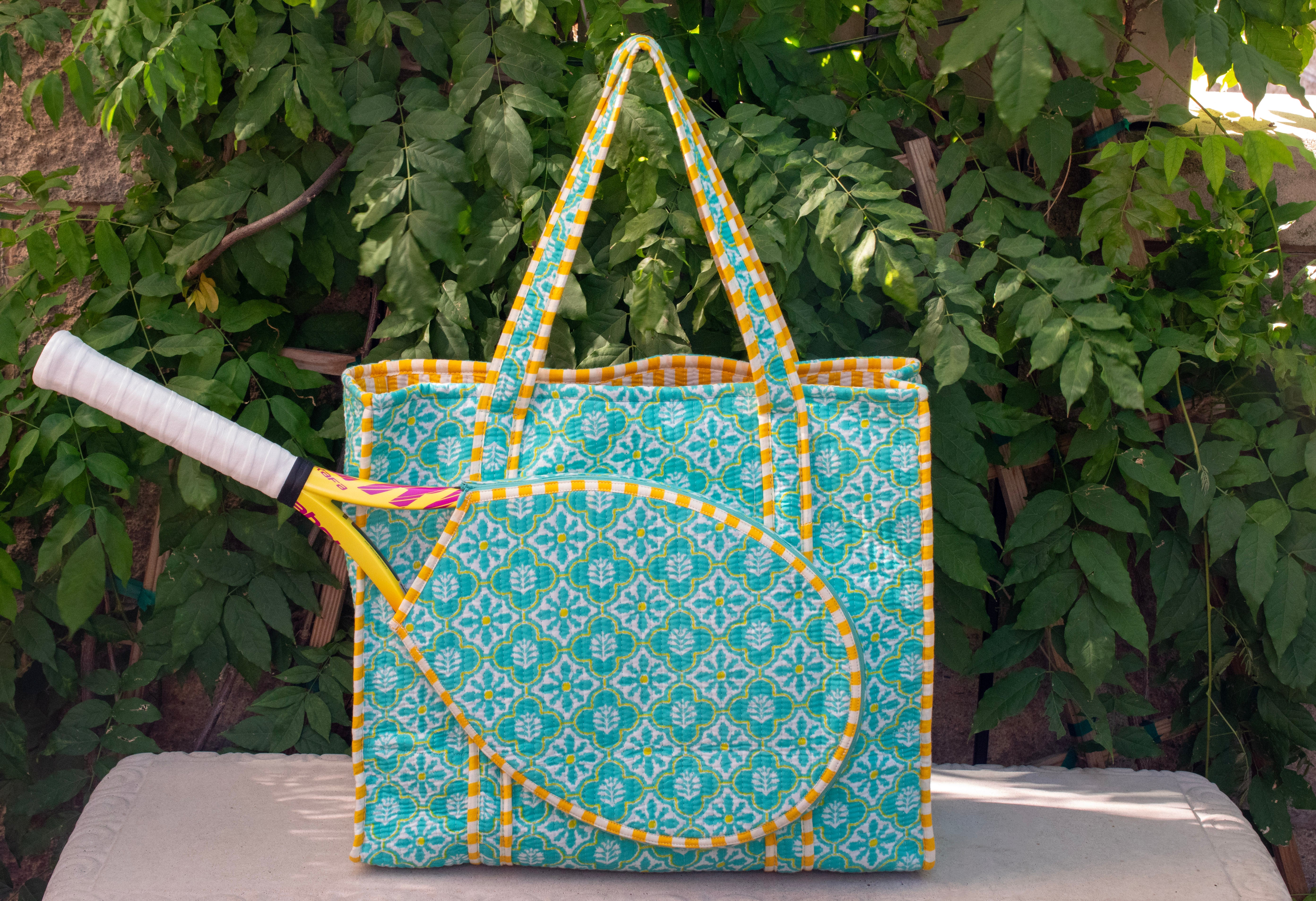 Block Print Racquet Tote 06
