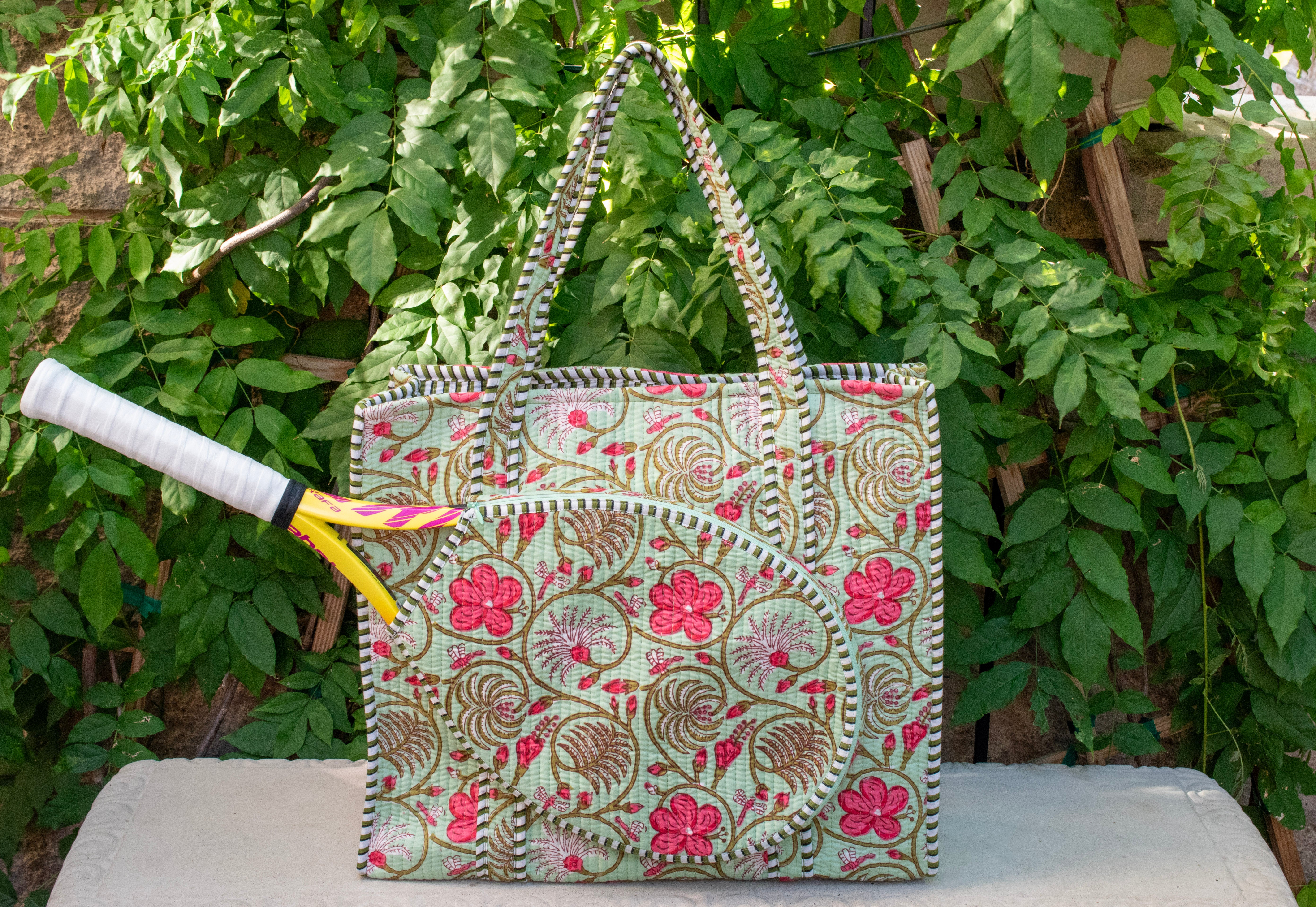 Block Print Racquet Tote 05