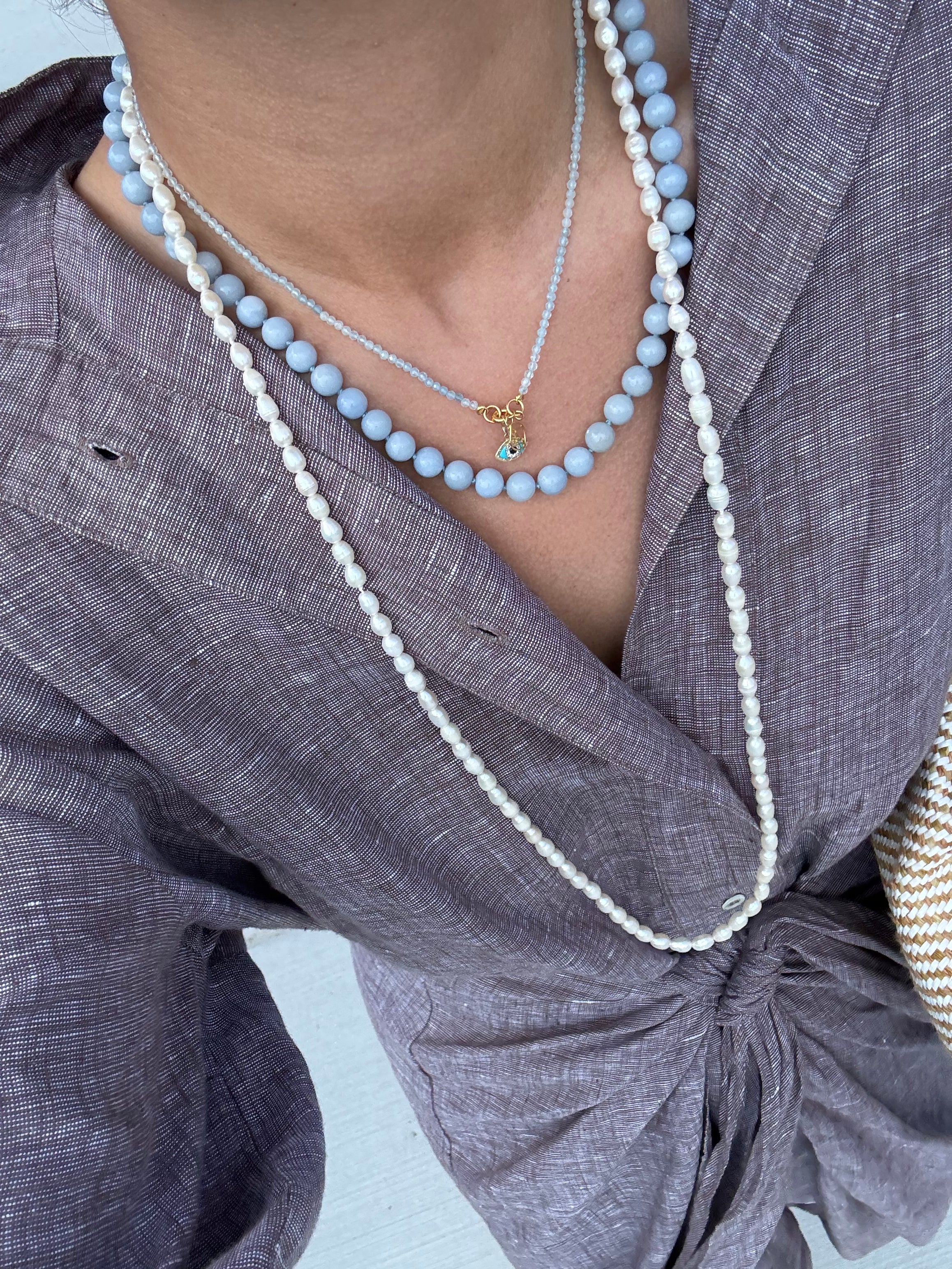 Alfie Necklace in Blue Angelite